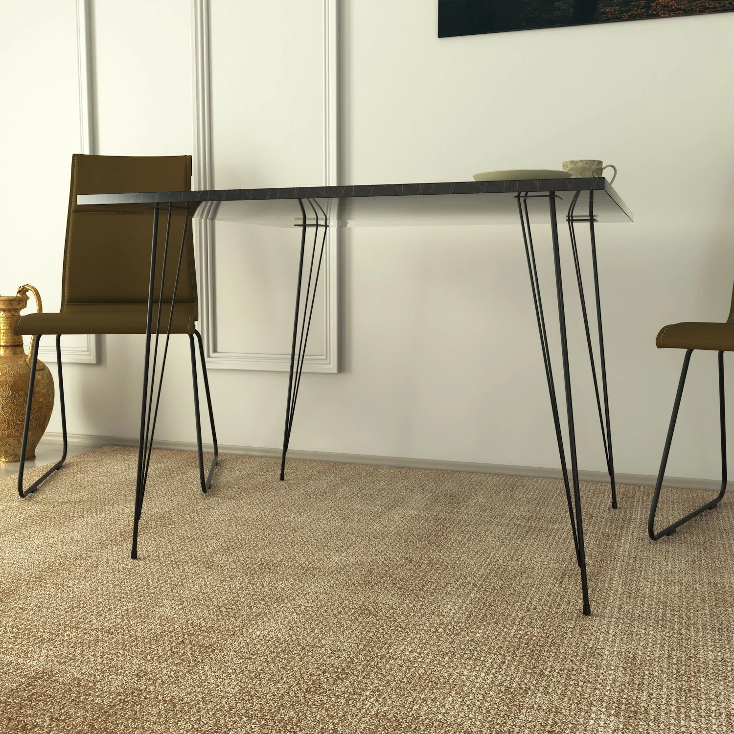 Tavolinë Hanah Home, katrore Sandalf - Royal, ngjyrë e zezë dhe e bardhë