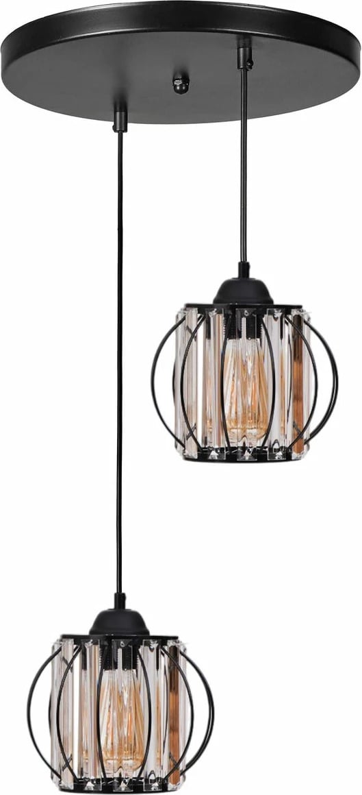 Llambë tavani Opviq, 9042-2, metal e xham, ngjyrë e zezë