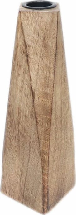 Mbajtës qiriri trigonal, dru natyral, 7x7x21cm