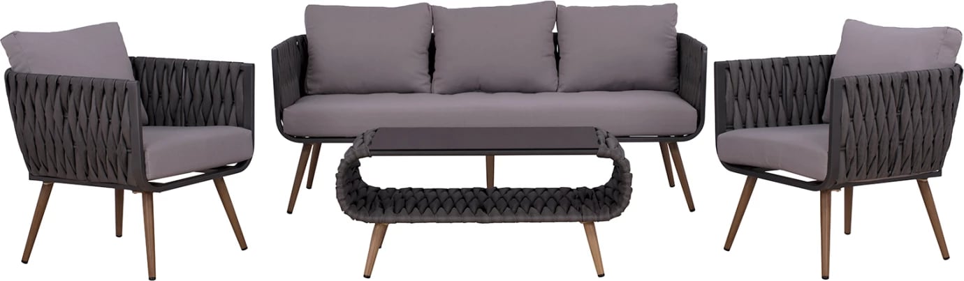 Set dhome ndeje 4 pjesë alumini me thurje gri FH5282.11