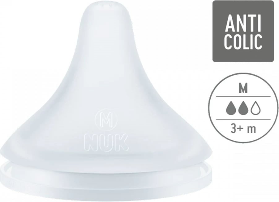 Thithkë biberoni NUK Perfect Match M, silikon pa BPA, 3+ muaj, 2 copë, transparente
