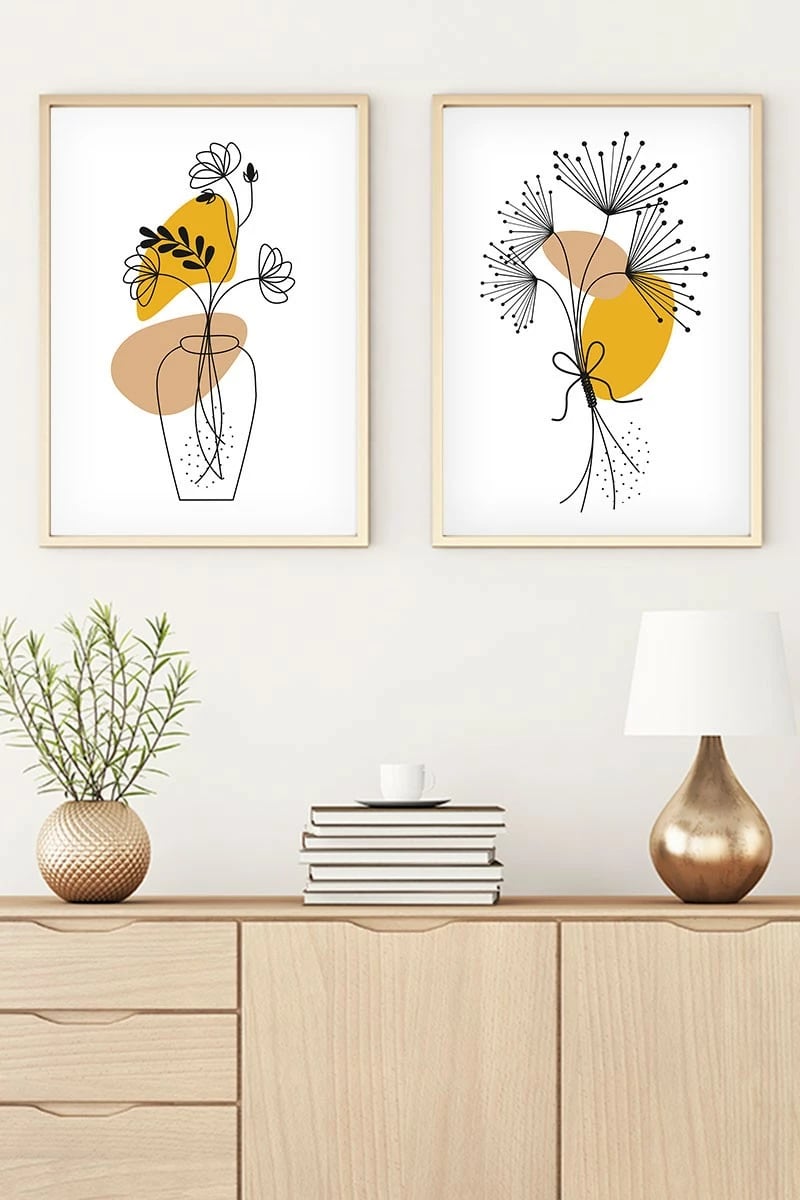 Pikturë dekorative me kornizë MDF (2 copë), Wallity, Huhu182, 50x70cm