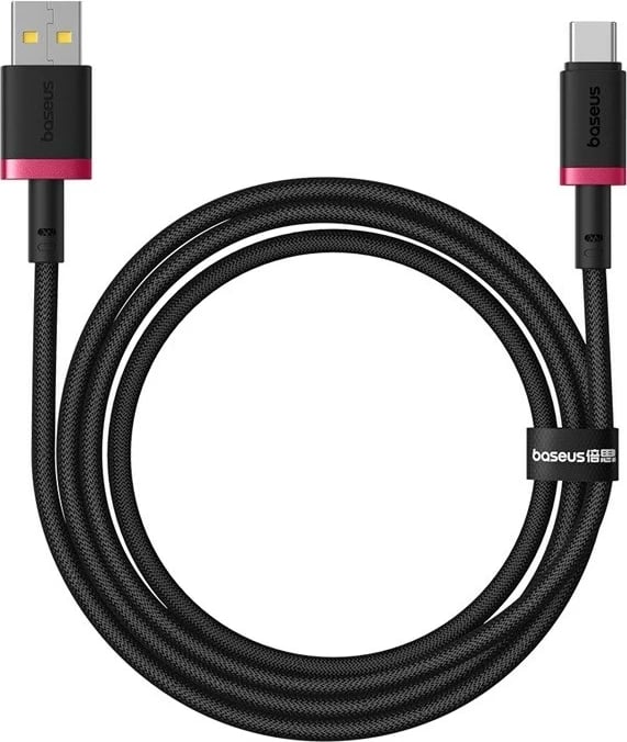 Kabllo Baseus Dura USB Type A në Type C, 60 W, 1 m, E kuqe