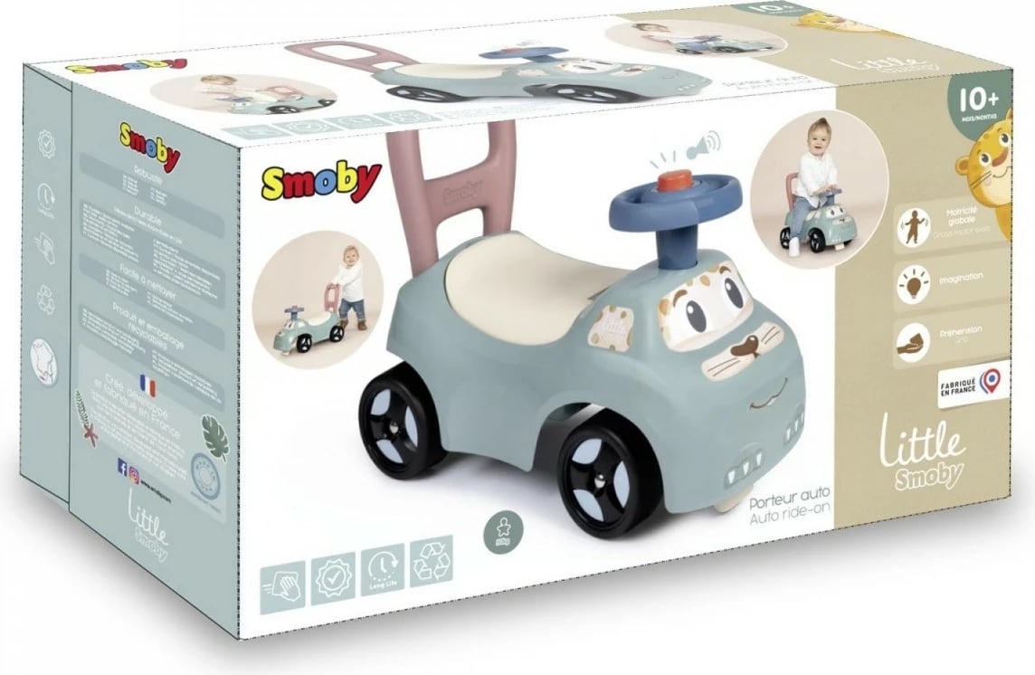Makine lodër ride-on Smoby Little, plastikë, për fëmijë, Blu/Kafe/Krem/Jeshile