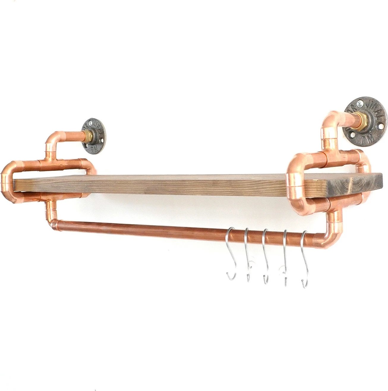 Raft dekorativ prej druri për mur, ngjyrë lisi, Hanah Home, Cop045