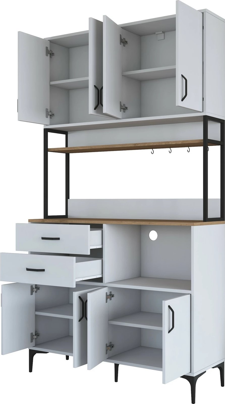 Dollap shumëfunksional, ngjyrë arre dhe e bardhë, Skye Decor, JE180 - 3403