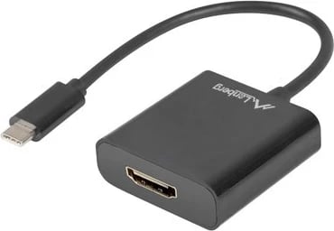 Përshtatës Lanberg USB-C, 3.1 (M) në HDMI (F) 15cm, i zi