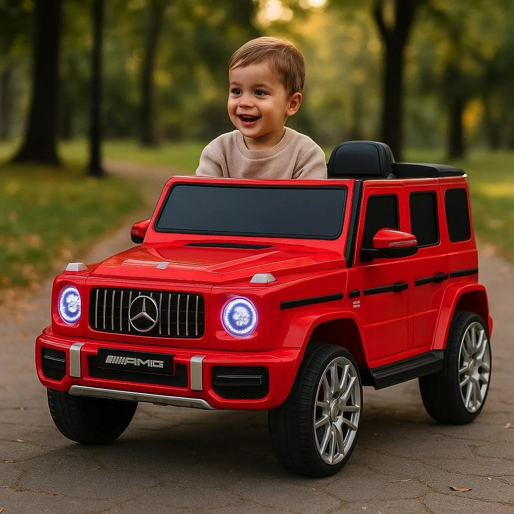 makinë elektrike për fëmijë, Baby Mix, Mercedes-Benz G63 AMG, 12V 4.5Ah, 2x30W, me telekomandë 2.4G, USB/Bluetooth, LED, e kuqe