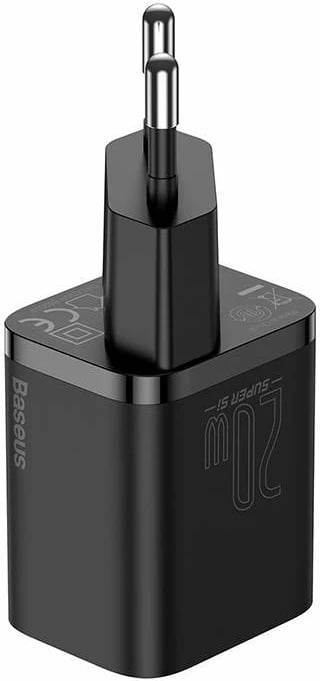 Mbushës i shpejtë Baseus Super Si Quick Charger 1C, 20W, USB-C, i zi