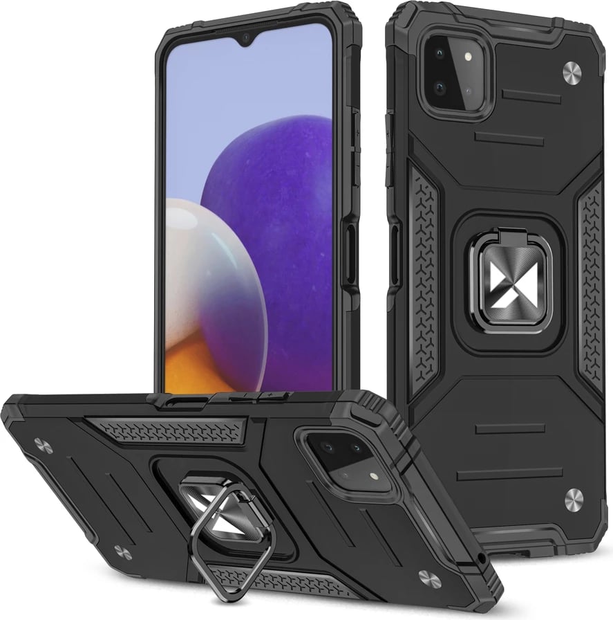 Mbështjellës Wozinsky Ring Armor me mbajtëse, për Samsung Galaxy A22 4G, i zi