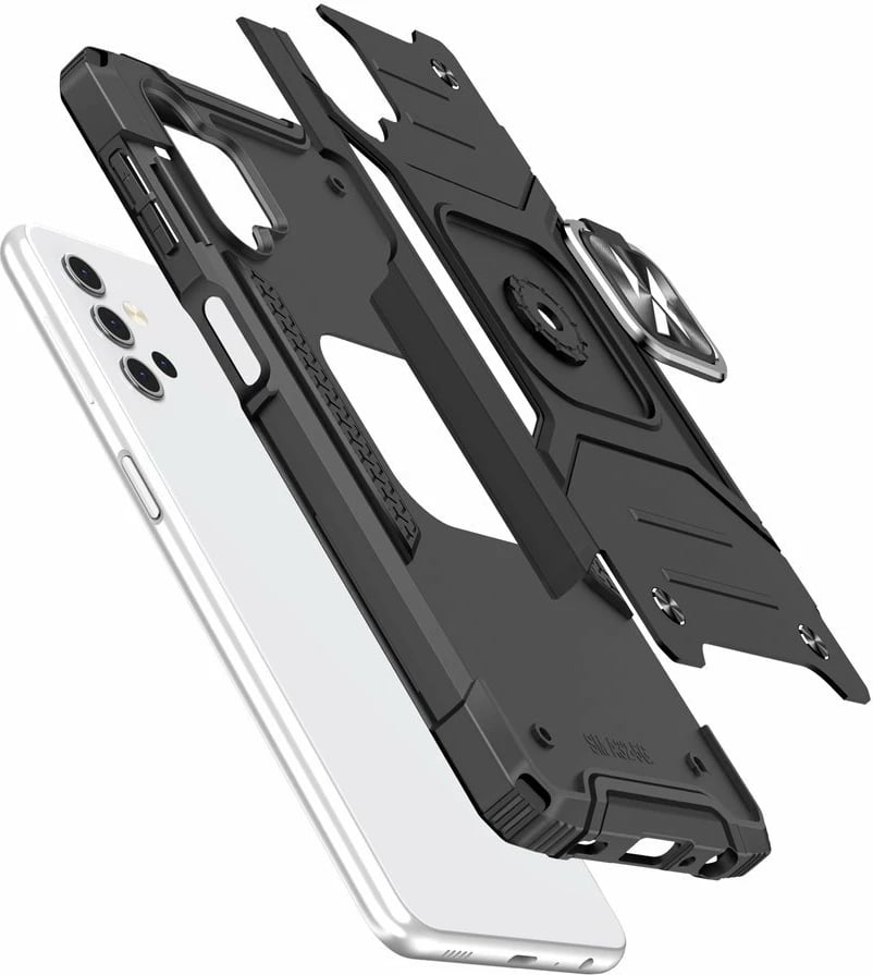 Mbështjellës Wozinsky Ring Armor me këmbë dhe unazë, për Samsung Galaxy A32 5G, i zi