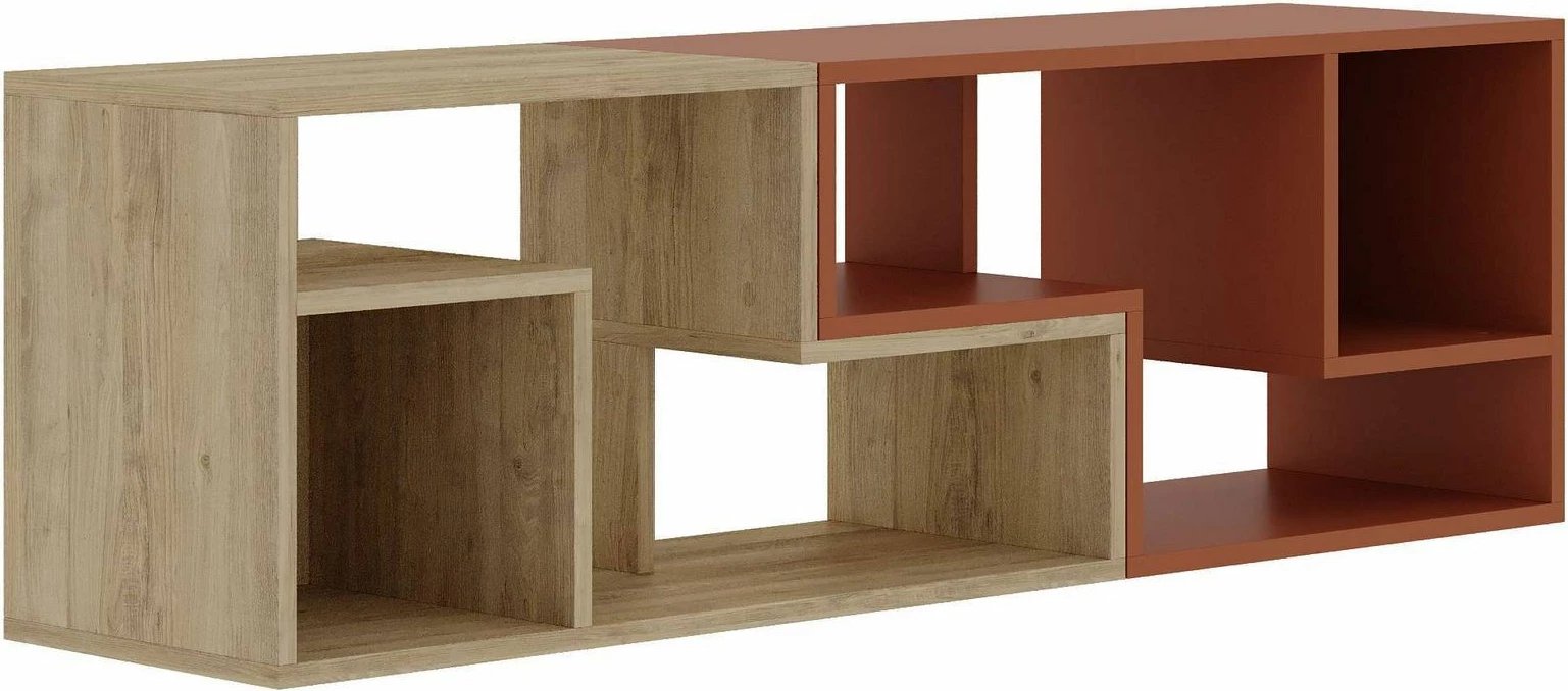 Komodë TV Skye Decor, ngjyrë Sapphire Oak dhe Cinnamon