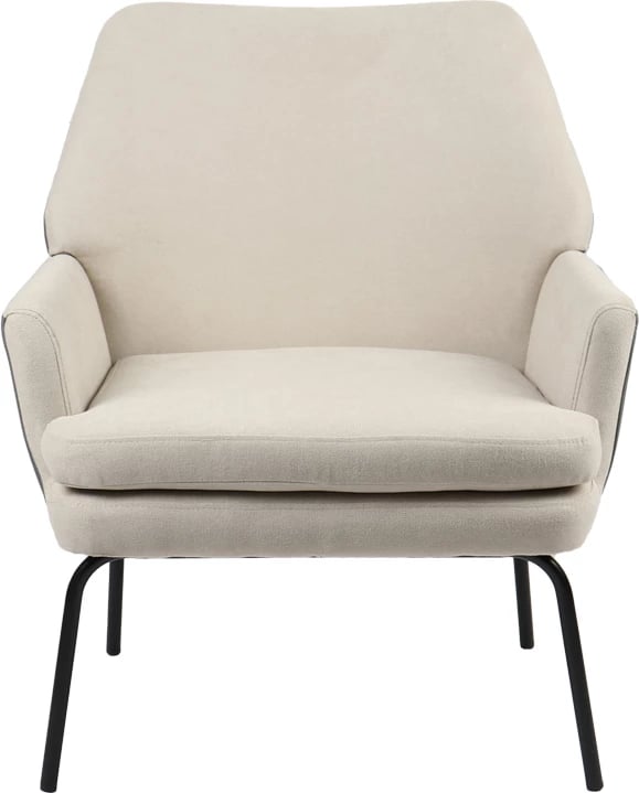 Fotel Kieran, pëlhurë bezhë-gri, këmbë të zeza, 67x89x86cm