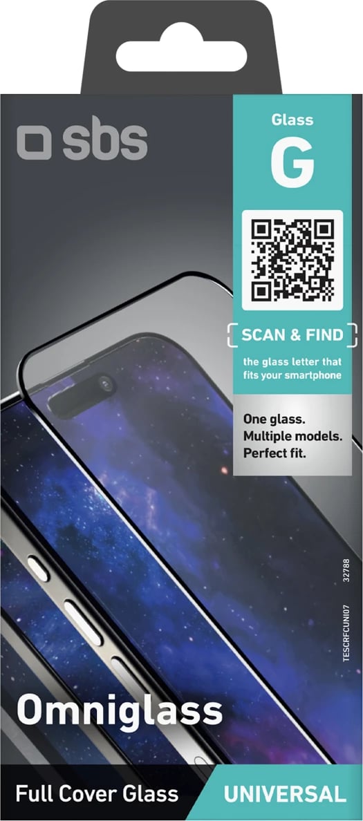 Mbrojtës ekrani xham i kalitur, SBS Omniglass G, universal Full Cover me ngjitje të plotë, transparent