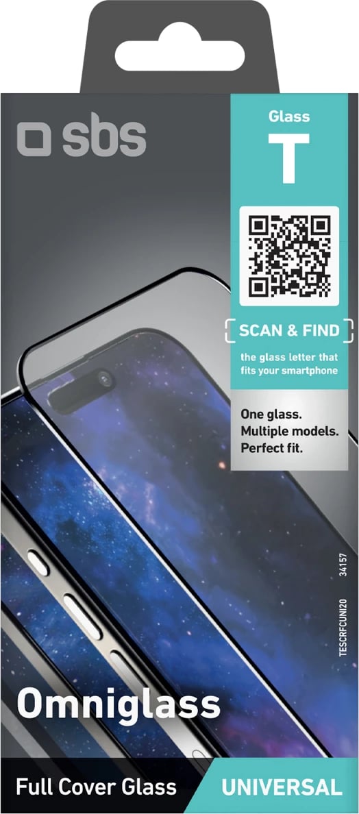 Mbrojtës ekrani xhami i temperuar, SBS Omniglass T, Full Cover universal, ngjitje e plotë, transparent
