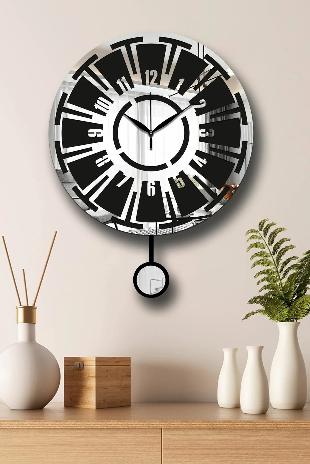 Orë muri dekorative Wallity, Vlnt114Gu, argjend e zezë