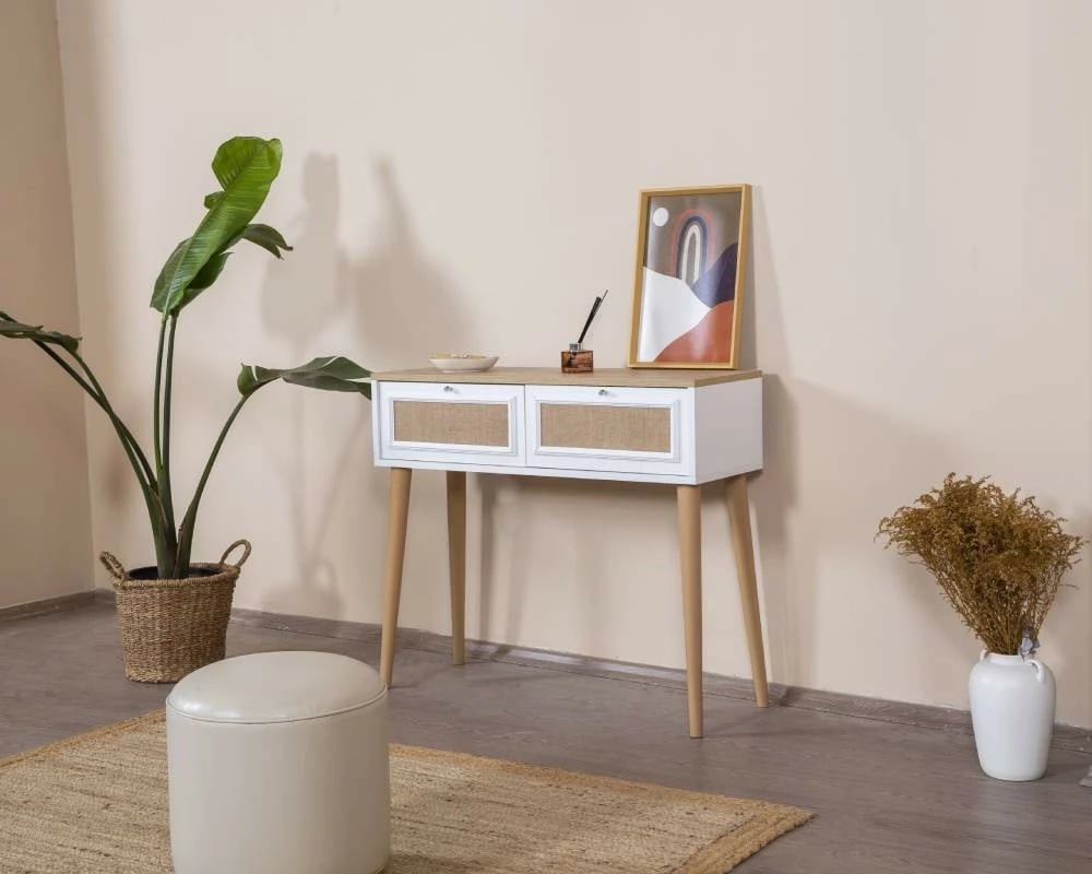 Komodë Skye Decor, montim, e bardhë, lis