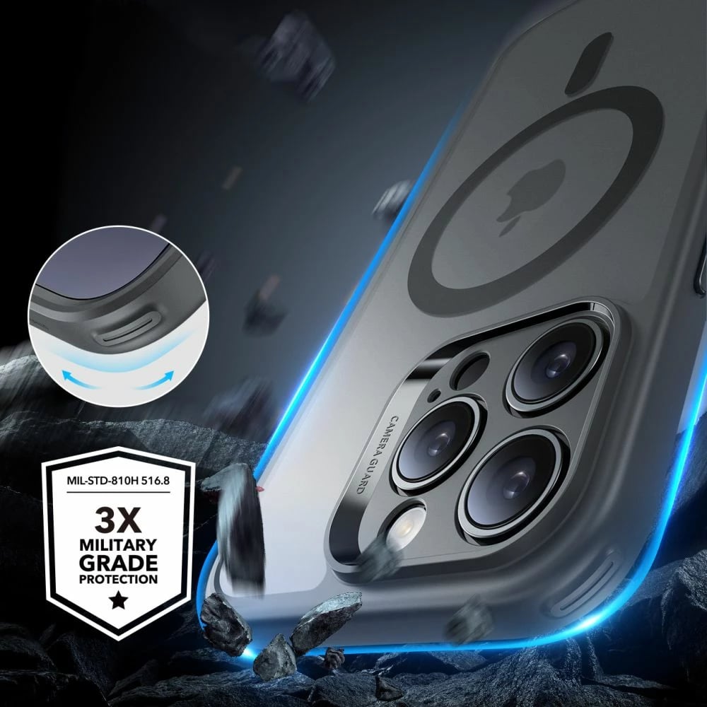 Mbështjellës ESR Classic Pro Set HaloLock MagSafe për iPhone 16 Pro, Gri, me xham mbrojtës