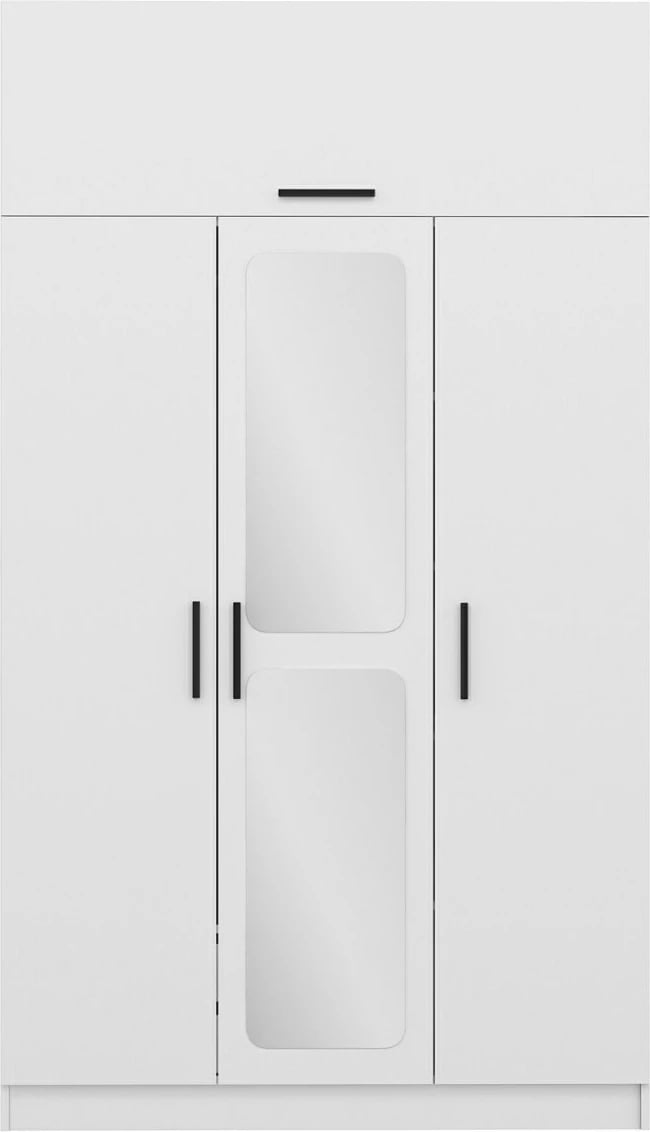 Dollap Hanah Home, Kale 3 kapakë me pasqyrë, i bardhë, 135x52x235cm