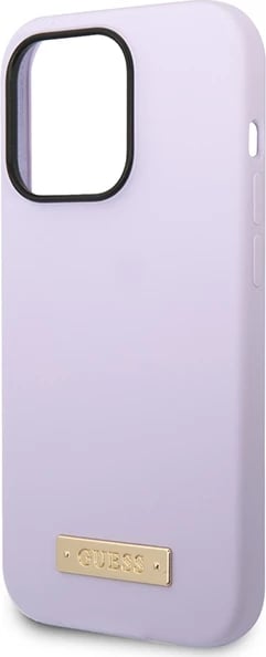 Mbështjellës Guess GUHMP14LSBPLU për iPhone 14 Pro 6.1", silikon, MagSafe, vjollcë