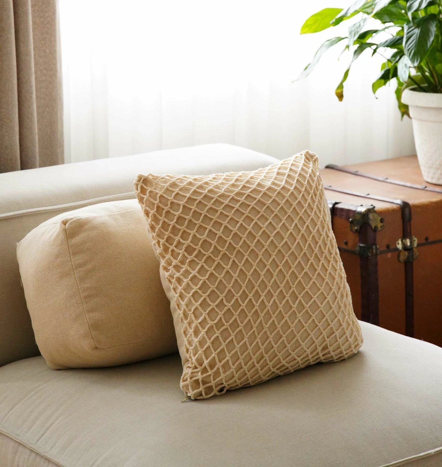 Jastëk mbulesë, ngjyrë bezhë, Evila Originals, KET003, 43x43cm