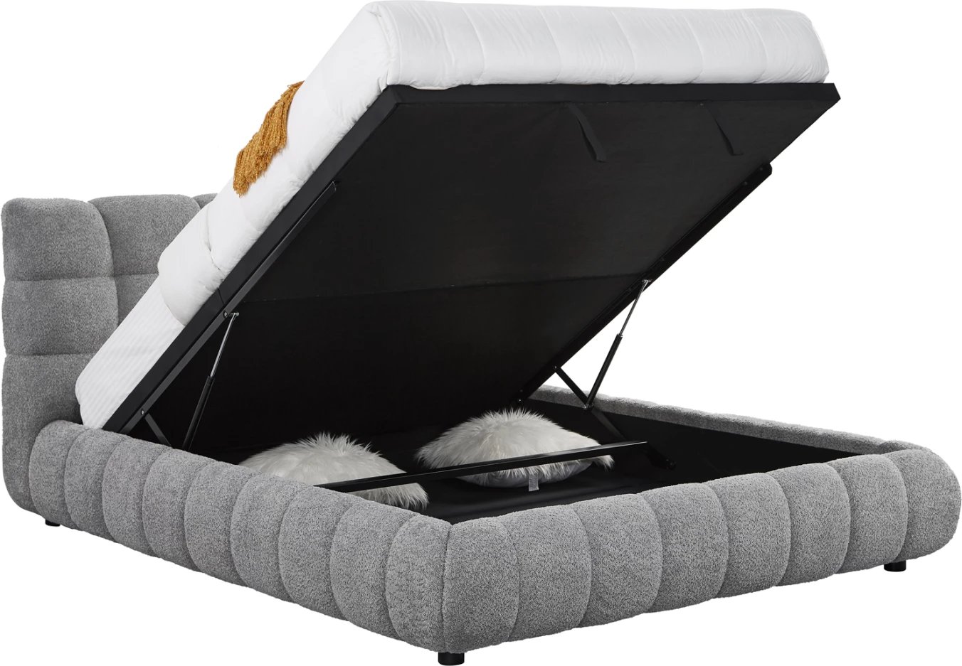 Krevat dopio me hapësirë për depo, stof chenille gri, SOMNIUM CD725.01, dyshek 160x200cm