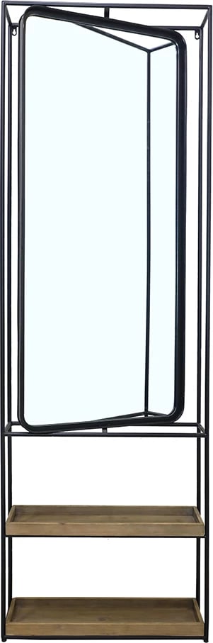 Mobilje hyrëse me pasqyrë, ngjyrë e zezë-natyrale, 60x17x183