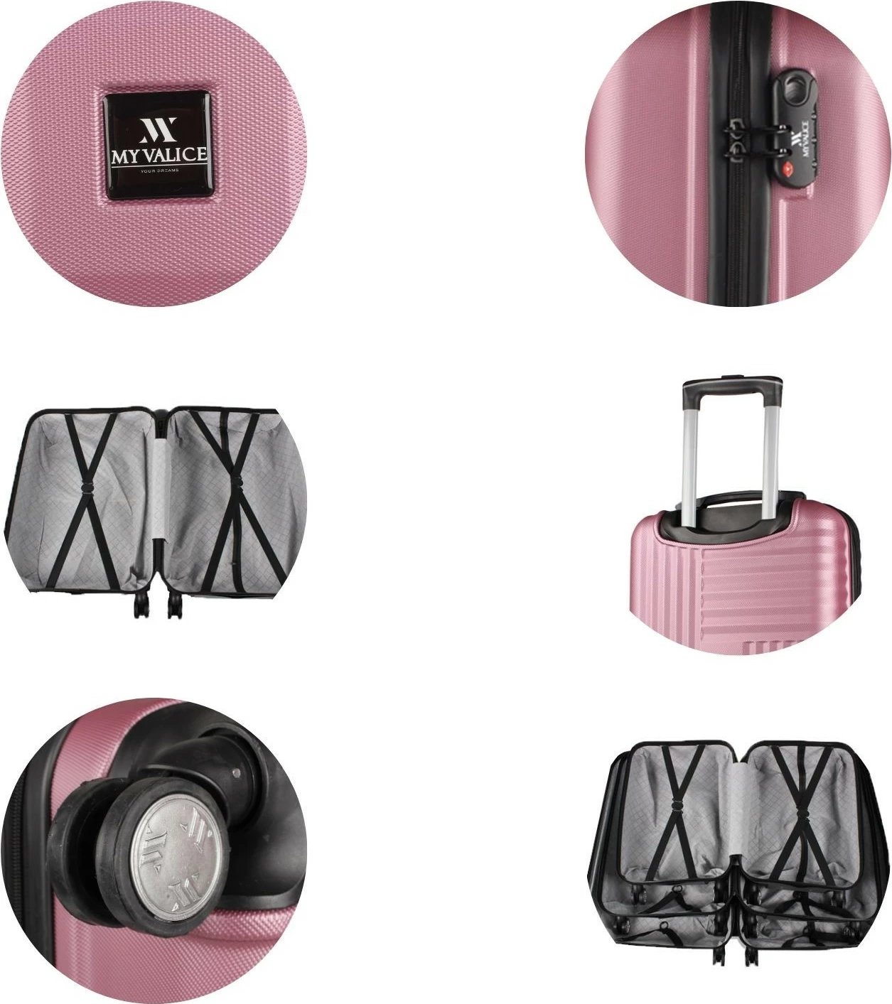 Set valixhesh (2 copë), ngjyrë rozë e artë, Zoozie Bags, 8210