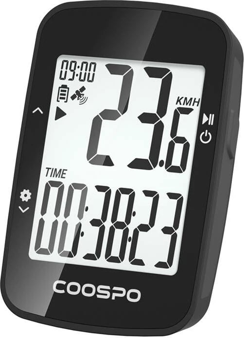 Kompjuter biçiklete Coospo BC26 me GPS, për çiklizëm, i zi