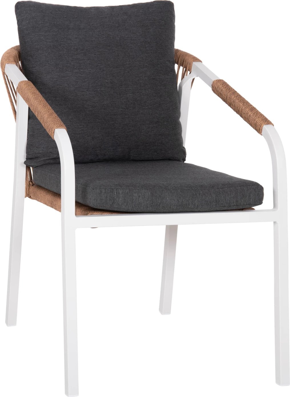 Karrige MAERLY FH6051.01 alumini e bardhë, jastëk antracit, ratan sintetik ngjyrë kafe e çelur, 55.5x62.5x85 cm