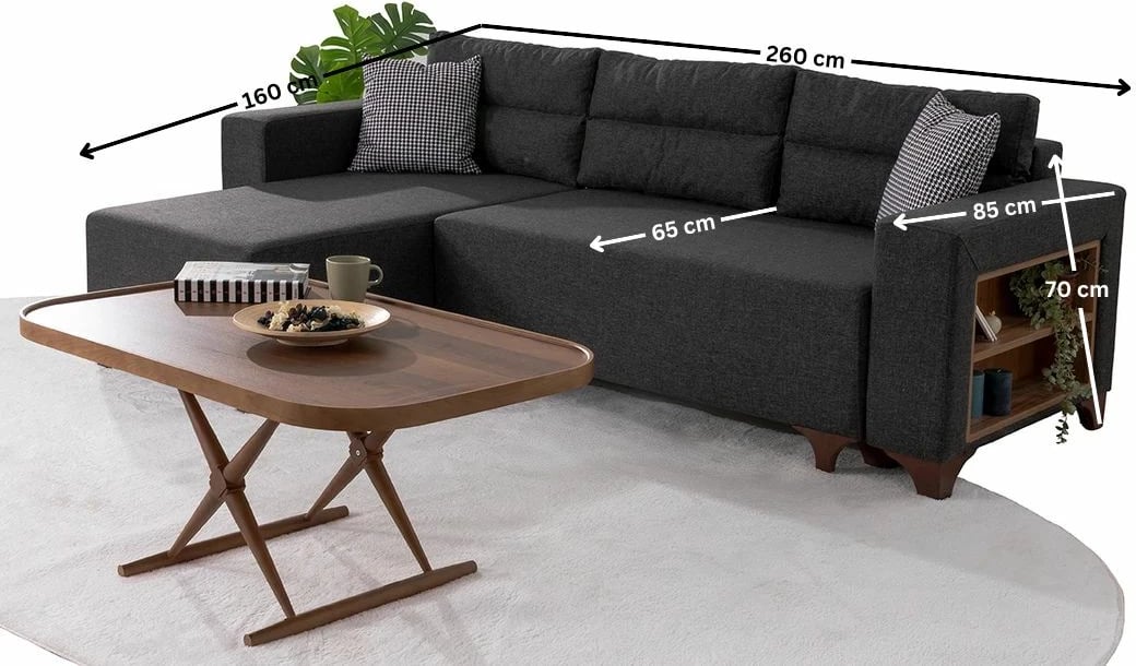 Kënd divan-krevat, ngjyrë antracit, Tloft Mini