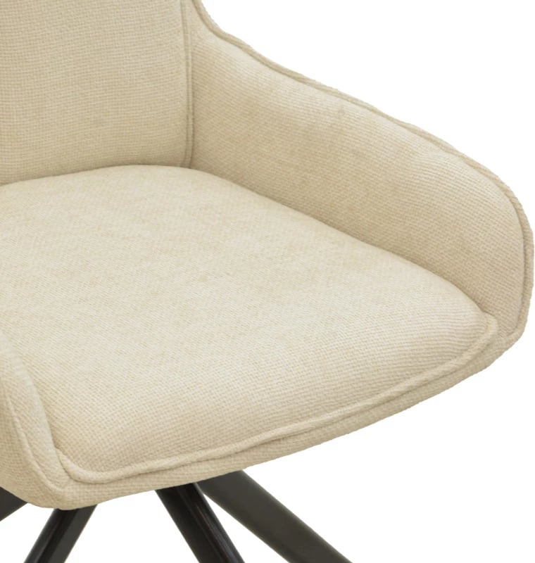 Karrige rrotulluese Konelian, material stof bezhë, këmbë metalike të zeza, 54x63x88cm (2 copë)