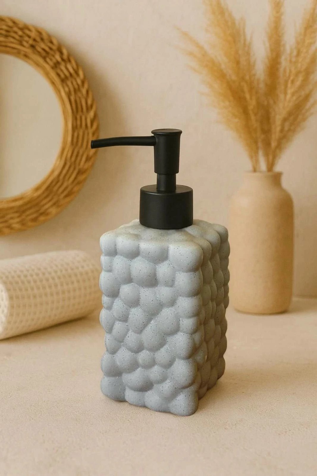 Dozator sapuni qeramike, ngjyrë gri, Hermia Concept, MCH0011345, 6x6x17cm