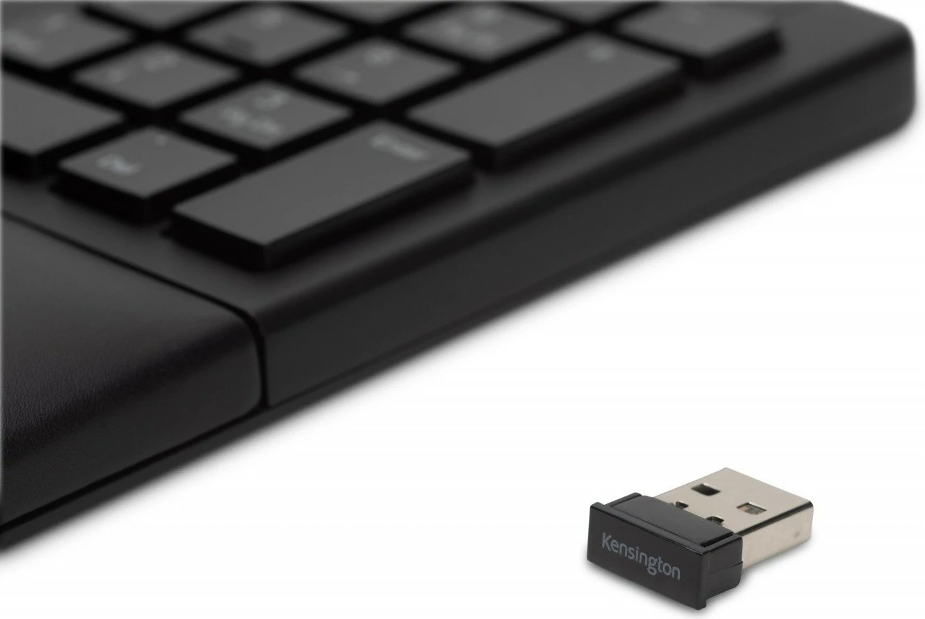 Tastierë wireless Kensington Pro Fit Ergo K75401WW, NL layout, 2.4 GHz & Bluetooth, ergonomike me mbështetëse kyçesh, e zezë