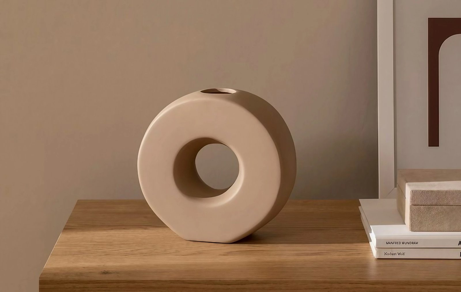 Vazo dekorative Evila Originals, ngjyrë kafe e çelët, CY0167, 20x8x19cm