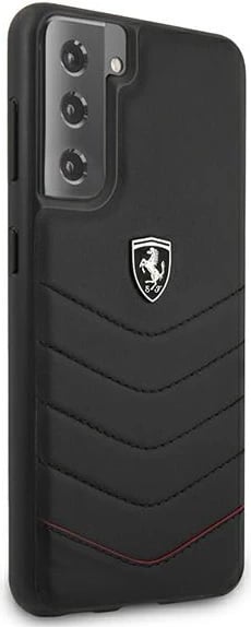 Mbështjellës Ferrari Off Track Quilted për Samsung Galaxy S21, i fortë, lëkurë natyrale, i zi