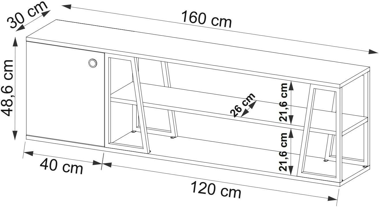 Komodë TV Hanah Home, Lissa Dolapli, e bardhë, sapphire