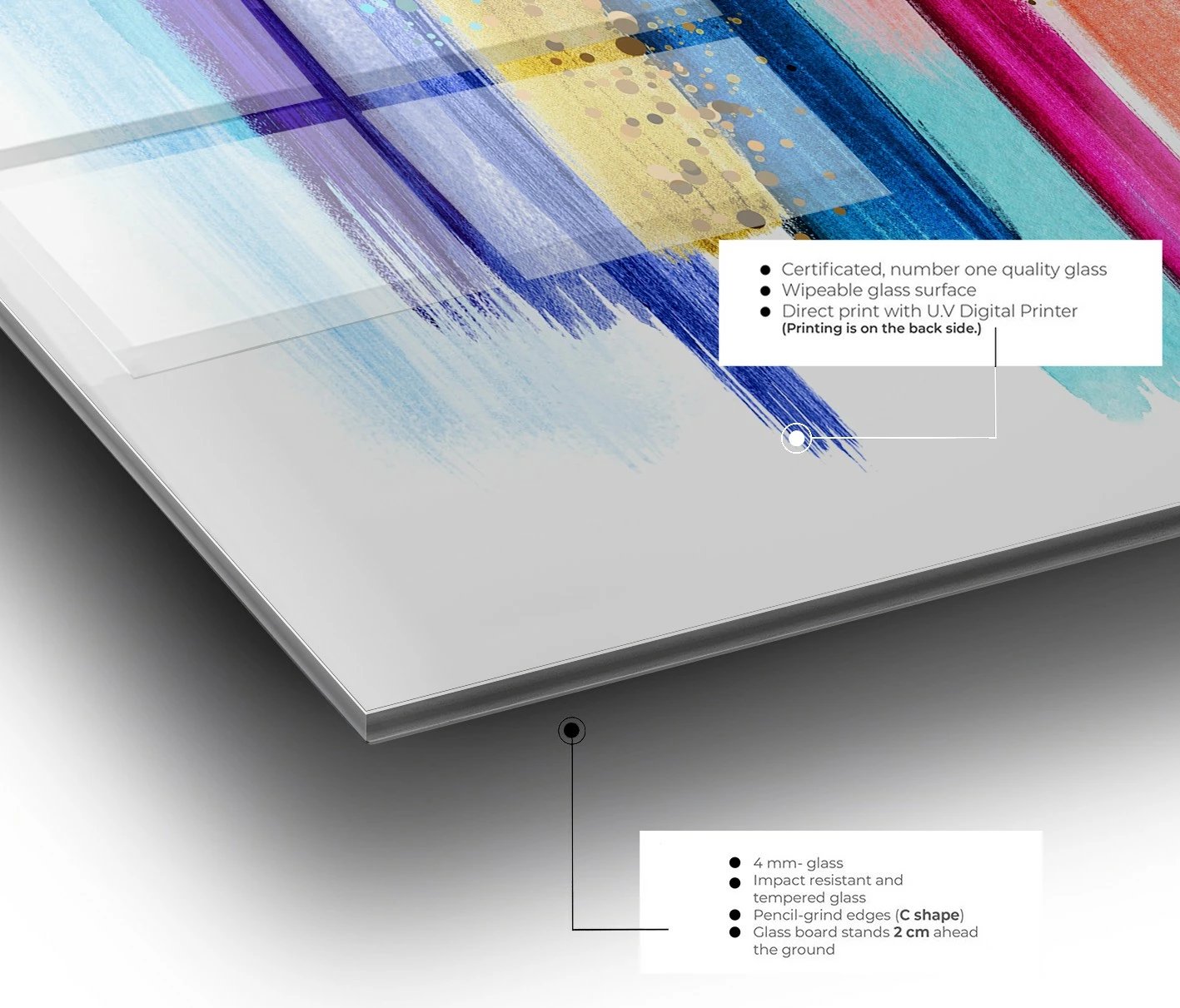 Pikturë dekorative prej xhami të temperuar, shumëngjyrëshe, CAM662769445, 50x70cm