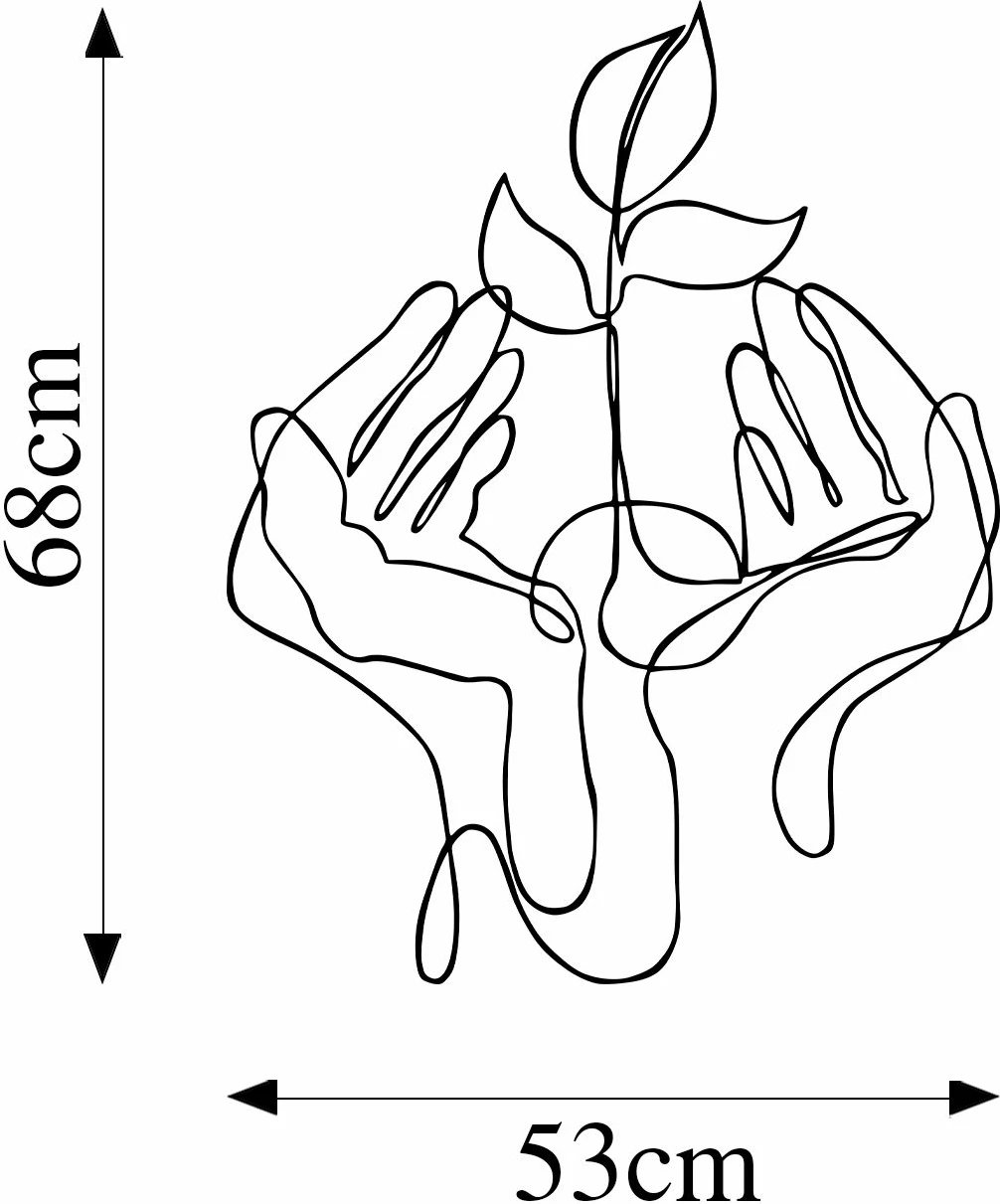 Aksesor dekorativ metalik për mur, Wallity, Sprout Greening in My Palm