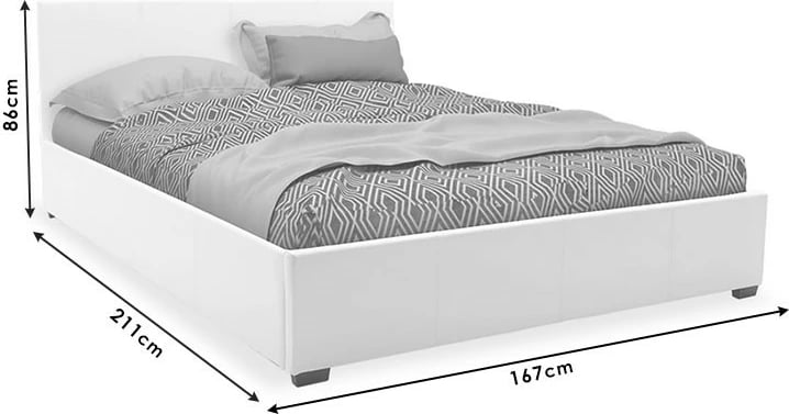 Krevat Norse dopio, material stof ngjyrë ekru, me hapsirë për depo, 160x200cm