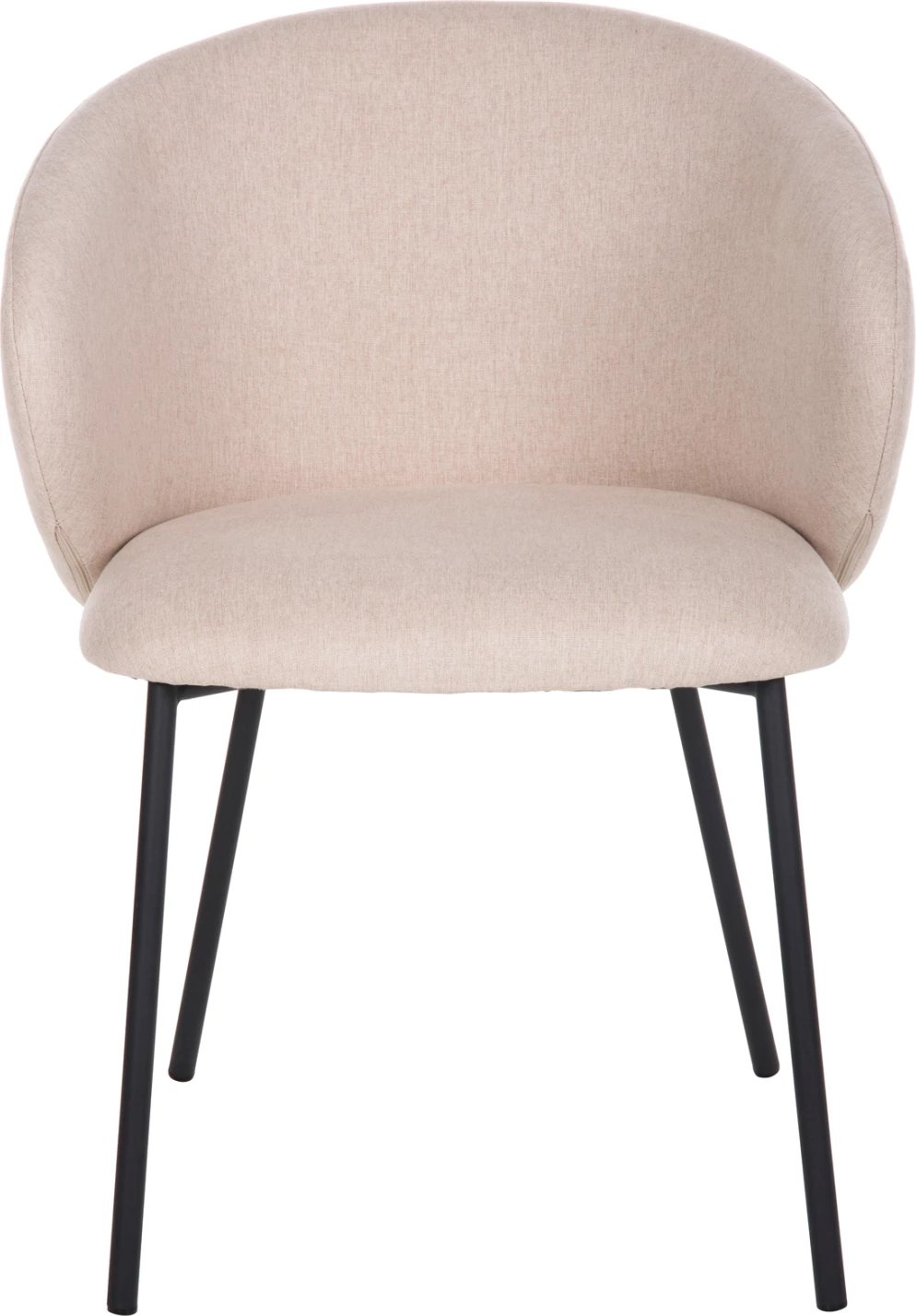 Karrige për ngrënie ISIAH FH9615.03, pëlhurë bezhë, këmbë metalike të zeza, 56x56x76H cm, set prej 2 copash