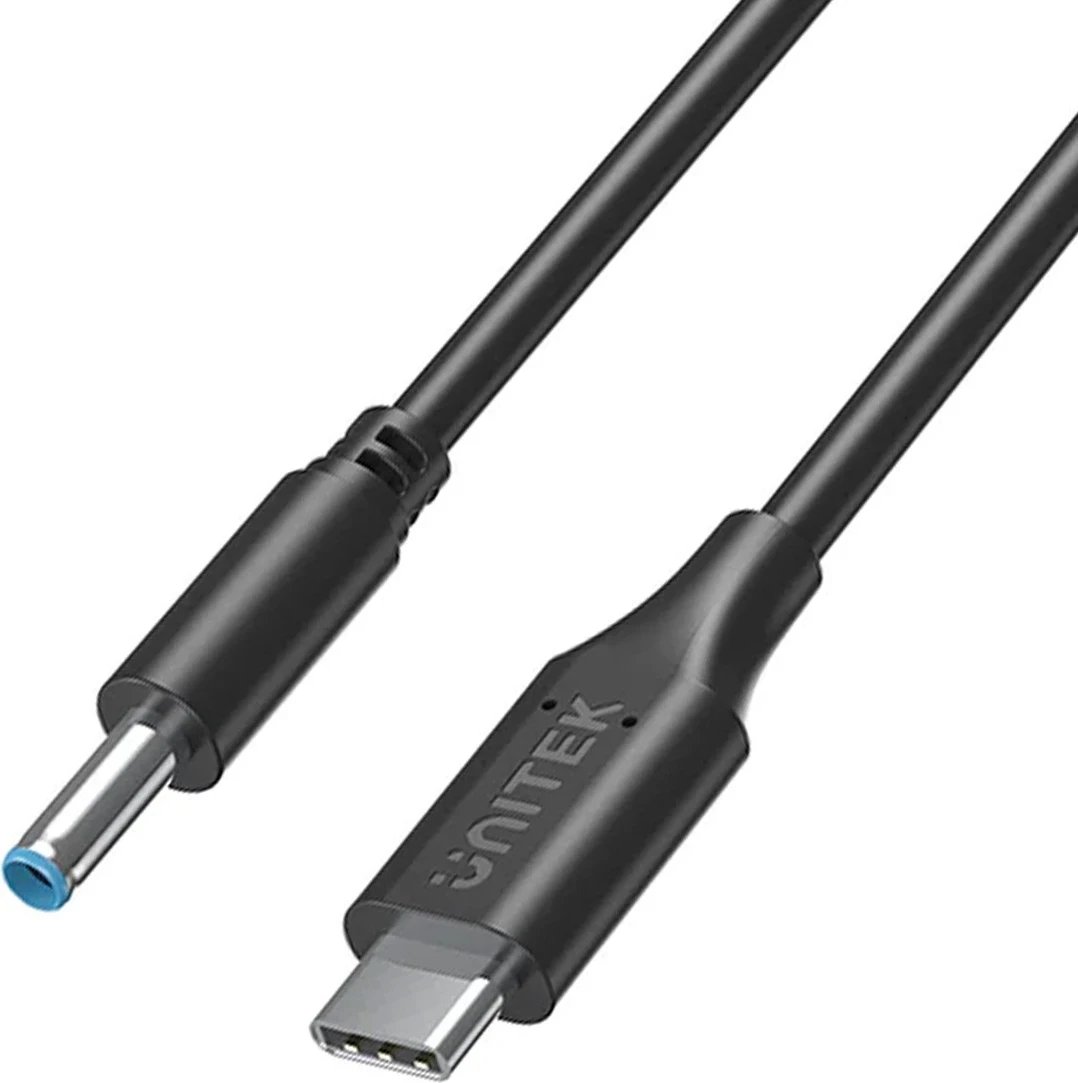 Kablli i energjisë për laptop HP Unitek, 65W USB-C - DC4,5mm, ngjyrë e zezë