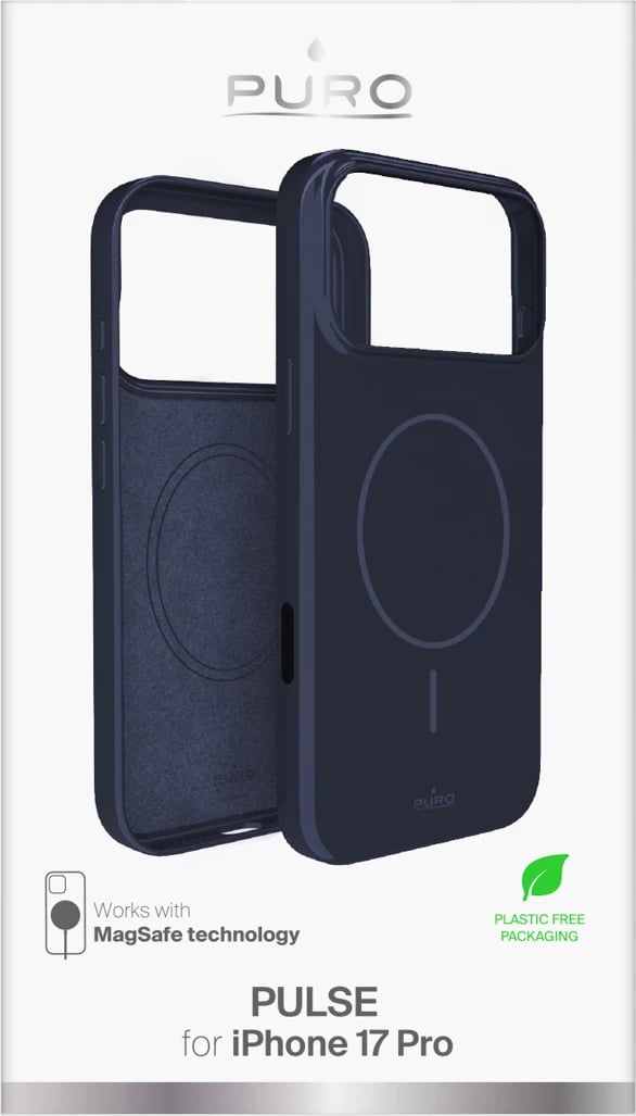 Mbështjellës Puro Pulse për iPhone 17 Pro, polikarbonat, MagSafe, kaltër e errët