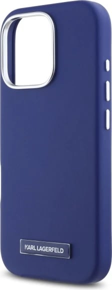 Mbështjellës Karl Lagerfeld FW Metal Plate MagSafe për iPhone 16 Pro Max, Blu