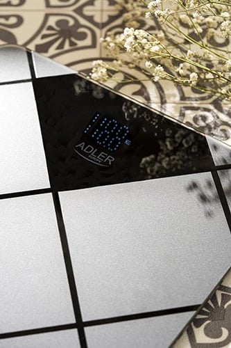 peshore banjoje elektronike, Adler AD 8169, kapacitet 180 kg, ekran LED, platformë xhami e temperuar 30x30 cm, graphite-black