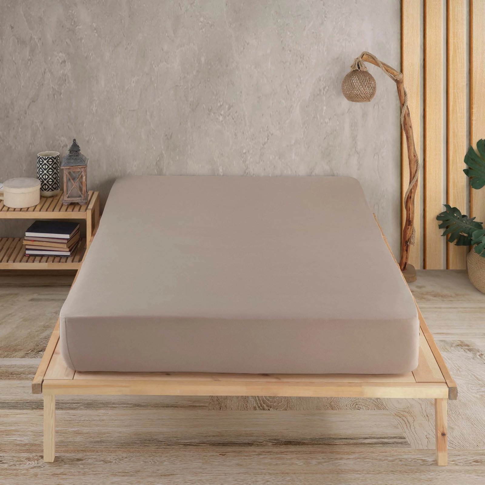 Çarçaf i madh single, jersey, ngjyrë kapuçino, L'Essentiel Linge de Maison