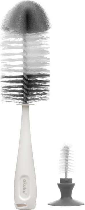 Furçë shisheje dhe biberoni me kupë thithëse, Akuku, pa BPA, majë sfungjeri, gri, set 2 copë