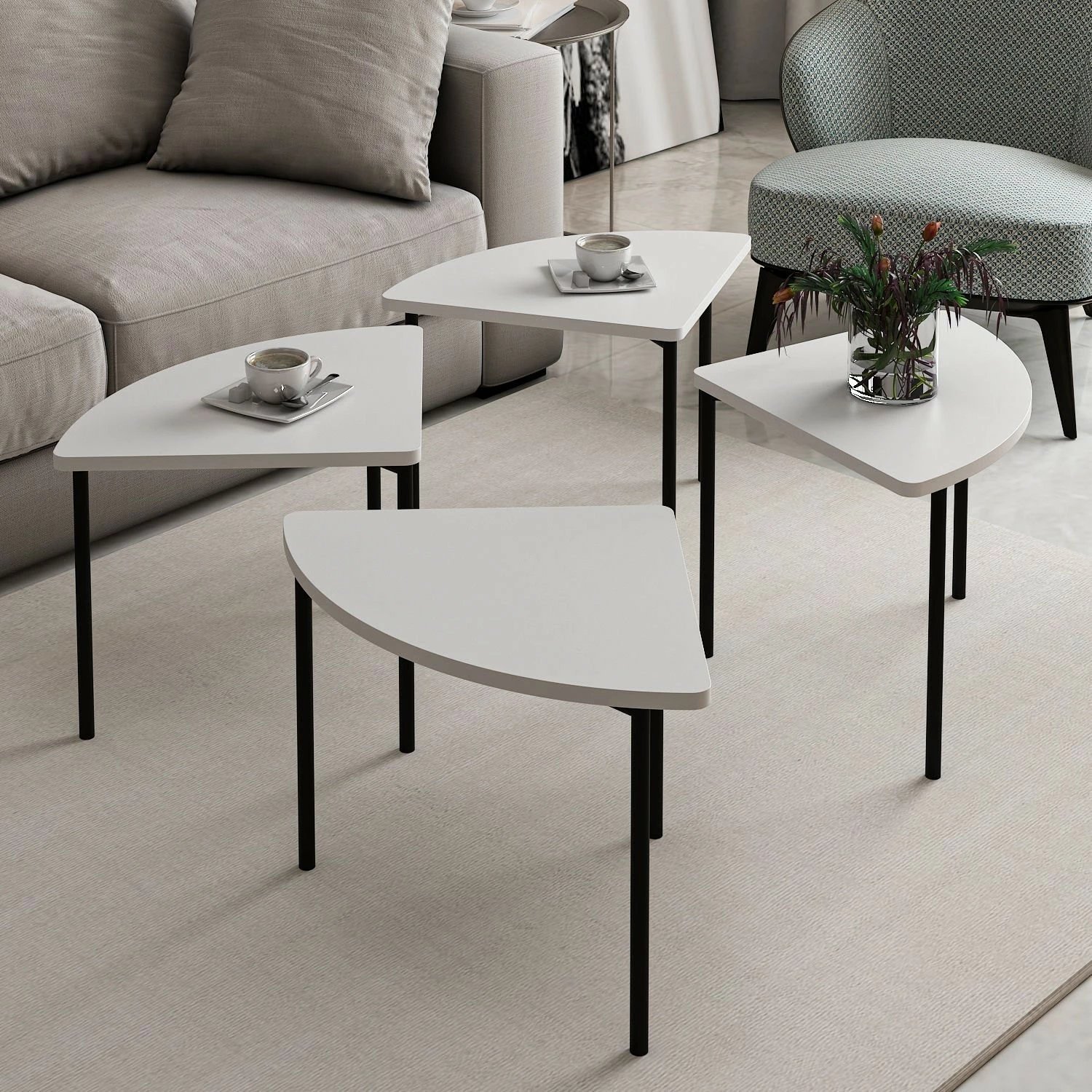 Set tavolinash kafeje, ngjyrë e bardhë, Skye Decor, Emma - 8921