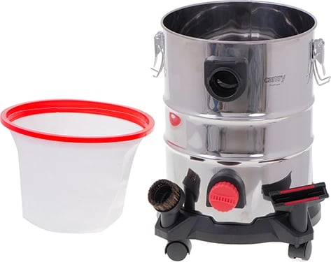 Fshesë industriale me korent, Adler, CR 7045, 25L, 1400W nominale 3400W maksimale, tharje/lagështi + fryrje, prizë për vegla, inox