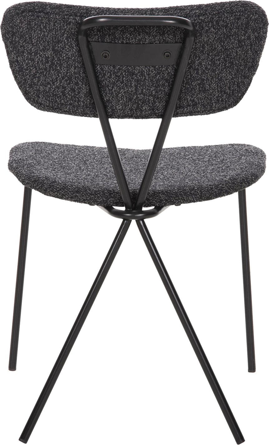 Karrige ngrënieje DORY, kornizë metalike e zezë, pëlhurë gri e errët, 48,5x61x76H cm., set prej 4 copash